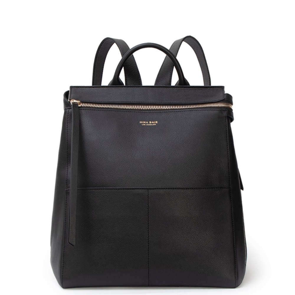Mina Baie Black Leather Backpack